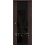 Дверь межкомнатная экошпон Браво V4 BS Wenge Veralinga полотно со стеклом